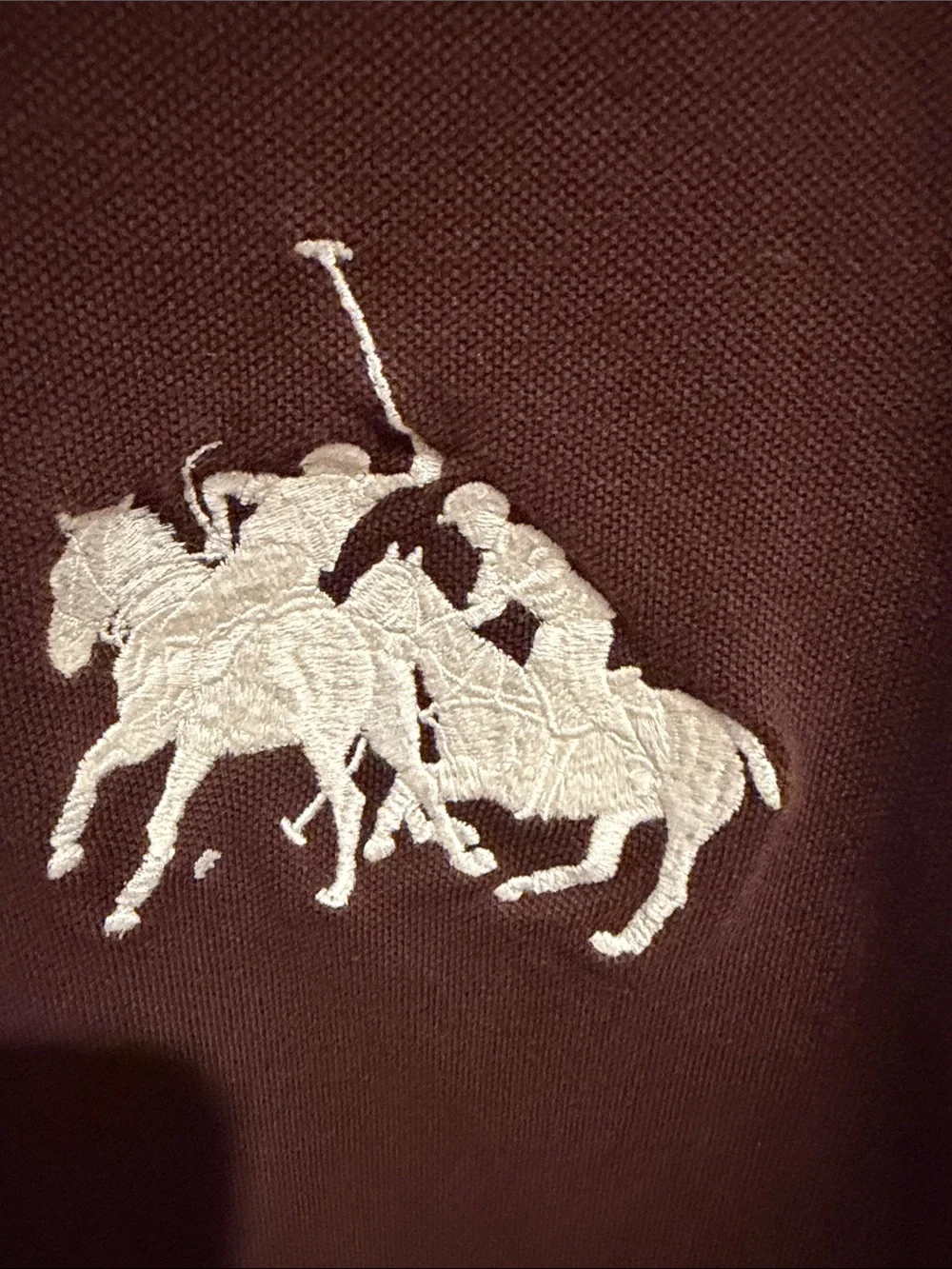 Polo by Ralph Lauren Long Sleeve Polo Shirt in Dark Brown with White Embroidery